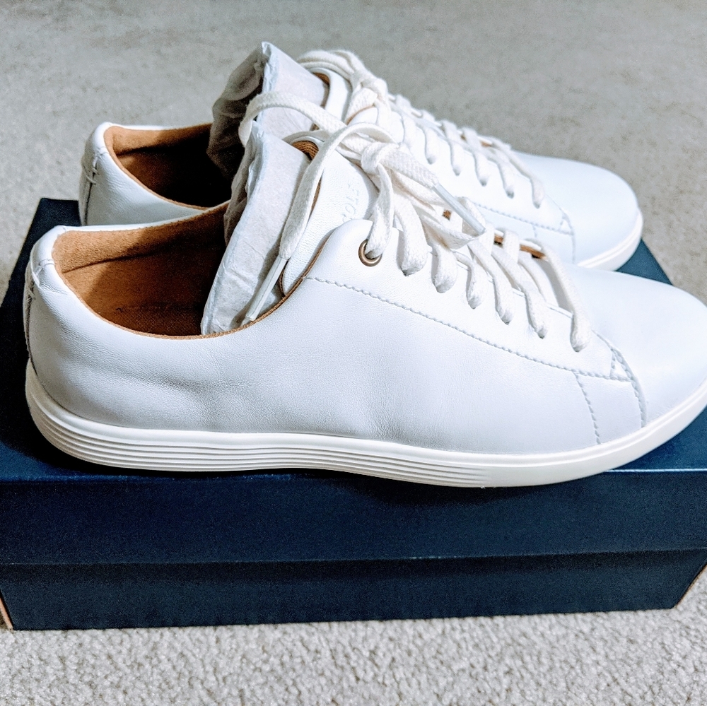 Size 6 Cole Haan GrandCross White Leather Sneakers